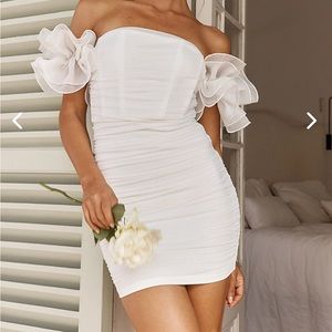 Selfie Leslie Star Dust Off the Shoulder Bridal Dress